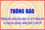 0889.397.397 - Đường dây nóng tiếp nhận, xử lý thông tin phản ánh, kiến nghị của tổ chức, cá nhân về vi phạm trong công tác phòng, chống dịch bệnh COVID-19
