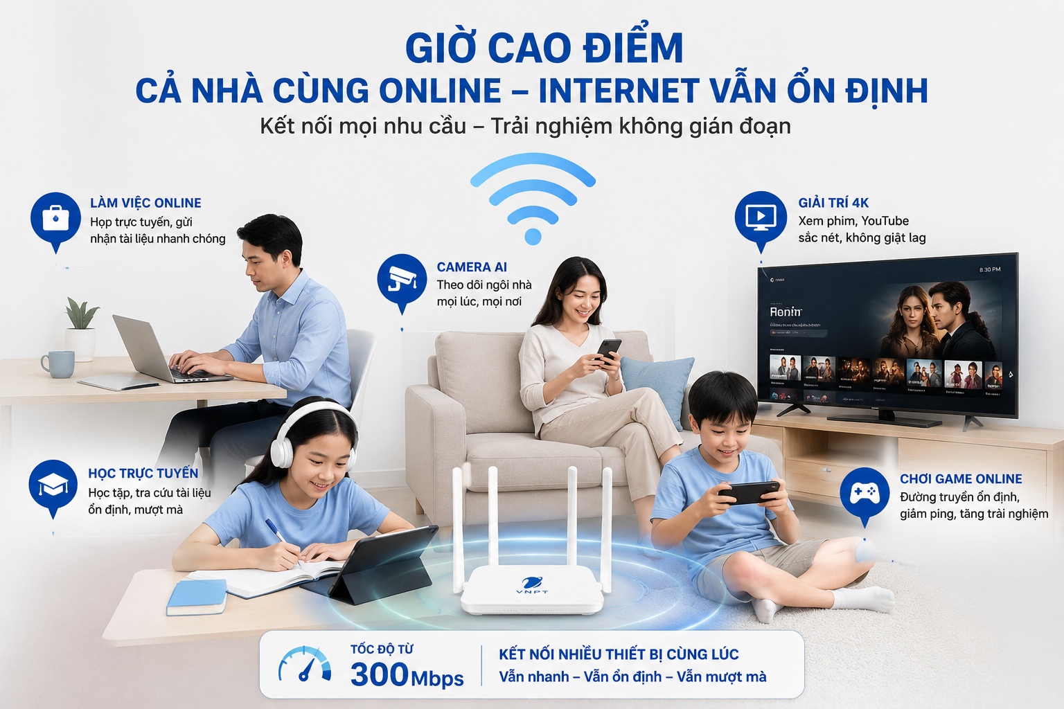 Vì sao Internet 300Mbps đang dần trở thành “mức tối thiểu mới” của gia đình hiện đại?